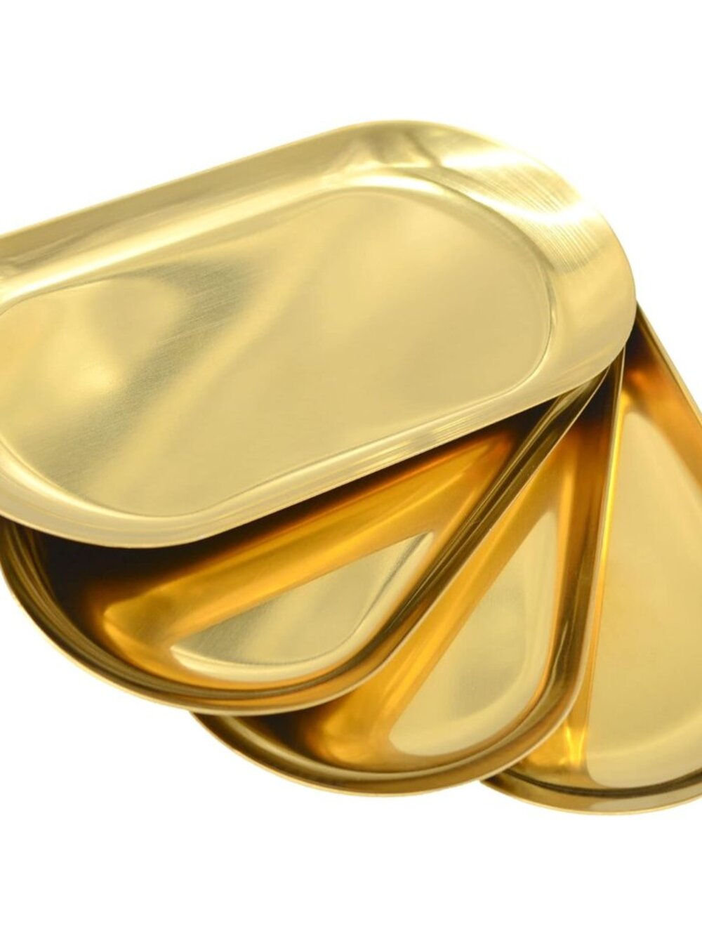 4 Pcs Small Size 7 Inch x 3.3 Inch Trinket Tray, Gold Stainless Steel, for Servi